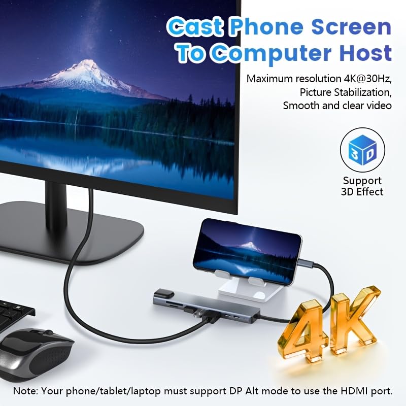 USB-C Hub 8-in-1 Multiport Adapter with HDMI, USB 3.0, Ethernet, SD Card Reader, and USB-C Port, Space Gray