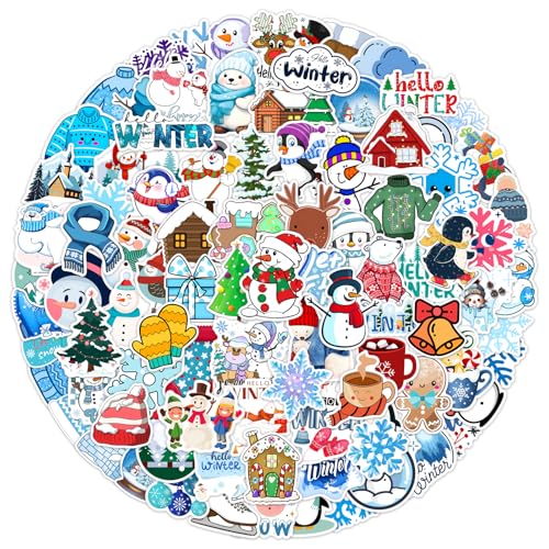 XZENTIRA, 103 PCS Winter Stickers for Kids, Snowflake Stickers for Water Bottles, Hello Winter Vinyl Waterproof Stickers for Laptop Skateboard Phone Penguin, Snowman Stickers for Kids Teens Girls - style: Winter