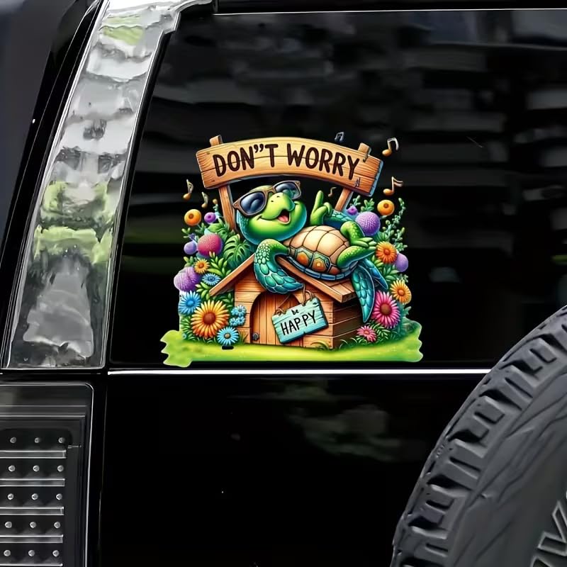Leisurely Turtle PVC Vinyl Car Decals Stickers Waterproof Self-Adhesive Decals for Cars, Laptops, Trucks, Motorcycles Wall Window Luggage Scratch Cover Door Decor Sticker
