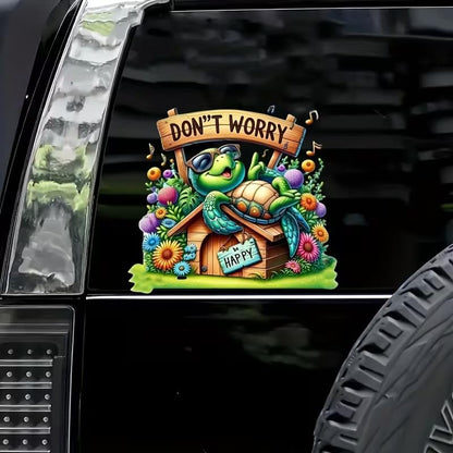 Leisurely Turtle PVC Vinyl Car Decals Stickers Waterproof Self-Adhesive Decals for Cars, Laptops, Trucks, Motorcycles Wall Window Luggage Scratch Cover Door Decor Sticker