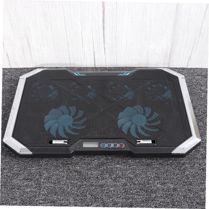 LABRIMP Adjustable Laptop Cooling Pad with Fans and RGB LED Display Silent Notebook Cooler Stand for Up to Laptops Height Settings USB Powered Computer Cooling Mat with Double-Sided