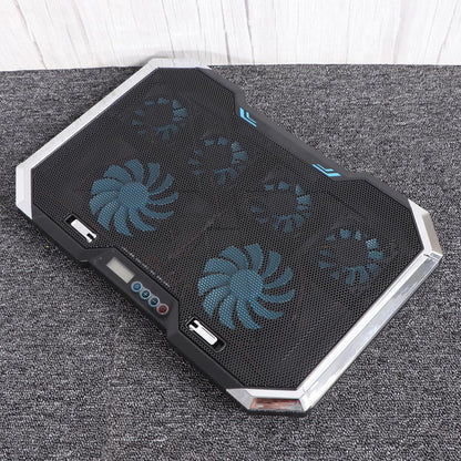 LABRIMP Adjustable Laptop Cooling Pad with Fans and RGB LED Display Silent Notebook Cooler Stand for Up to Laptops Height Settings USB Powered Computer Cooling Mat with Double-Sided