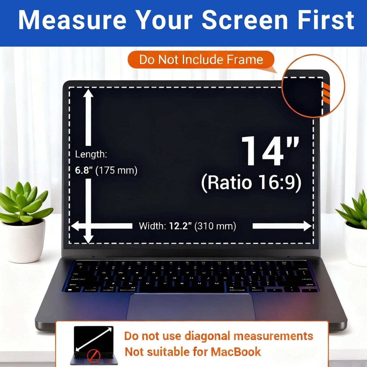 2Pcs Anti Glare Blue Light Laptop Screen Protector 14 Inch 16:9 Tablet | 14In Laptop Blue Light Screen Blocker Compatible Lenovo Dell Asus Acer Hp Chromebook Touch Screen Protector Eye Protection