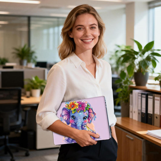 Universal Laptop Skin Sticker Decal for 11.6”12" 13" 13.3" 14" 15" 15.4" 15.6" Reusable Waterproof Scratch-Scratch Resistant Protective Vinyl Laptop Notebook Skin Stickers,Beautiful Elephant & Flower - color: Beautiful Elephant & Flower
