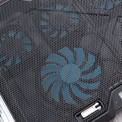 Adjustable Laptop Cooling Pad with Fans and Dual USB Ports RGB LED Light Effects Iron Hollow Shell for Efficient Heat Dissipation Suitable for Laptops Up to Silent Portable Cooler