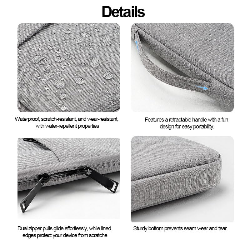 15.6In Laptop Case Sleeve, Protective Cover Bag with Accessories Pocket for 15-16In HP Asus Dell Lenovo Notebook - color: Gray