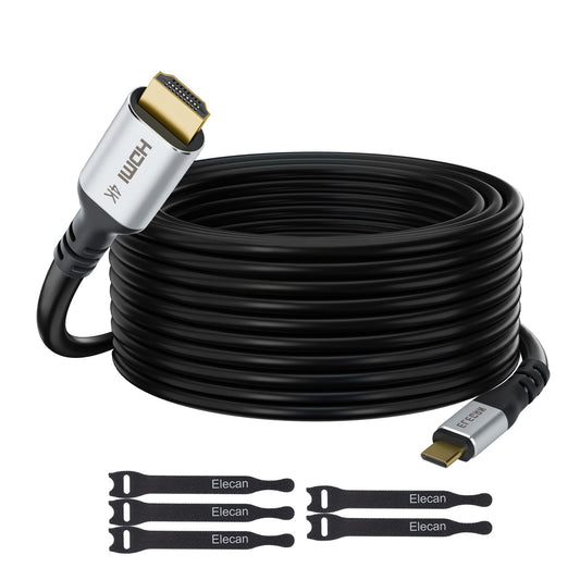 Elecan USB C to HDMI Cable 40 Ft, 4K@60Hz HDR, Double Chips Gold-Plated High-Speed USB 3.1 Type-C to HDMI 2.0 Cord Thunderbolt 3/4 Compatible Galaxy MacBook Pro/Air iPad Pro Surface Dell HP + 5 Ties - size: 40FT