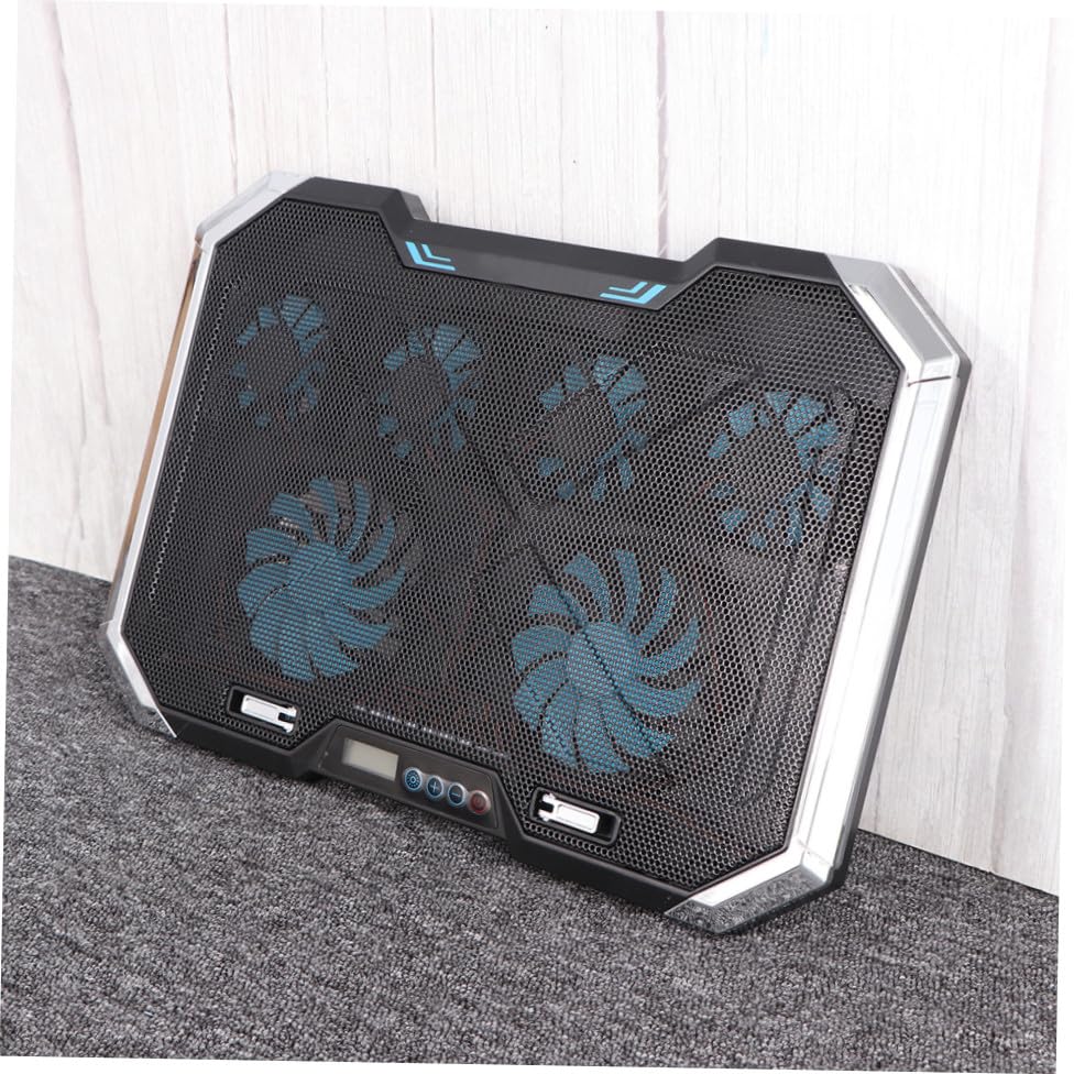 LABRIMP Adjustable Laptop Cooling Pad with Fans and RGB LED Display Silent Notebook Cooler Stand for Up to Laptops Height Settings USB Powered Computer Cooling Mat with Double-Sided