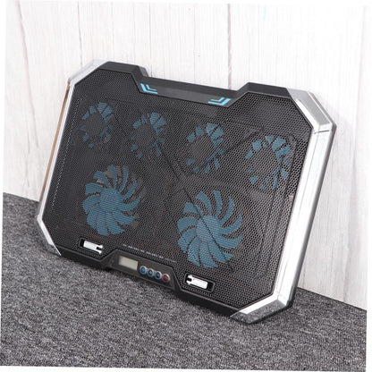LABRIMP Adjustable Laptop Cooling Pad with Fans and RGB LED Display Silent Notebook Cooler Stand for Up to Laptops Height Settings USB Powered Computer Cooling Mat with Double-Sided