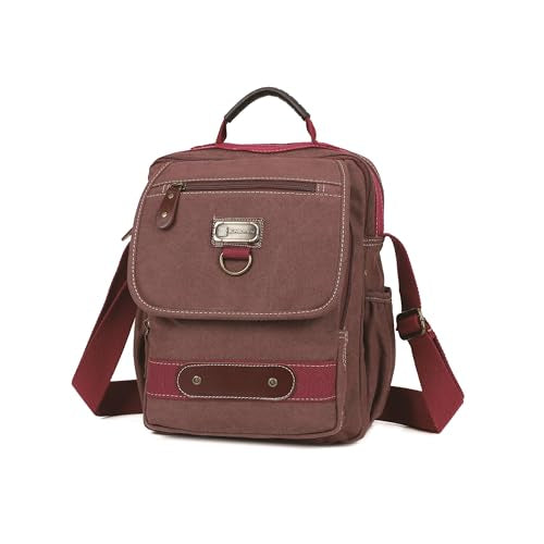 Man Small Canvas Messenger Bag Man Purse Shoulder Bag Crossbody Bag With Water Bottle Pocket 12 Inch - color: Red